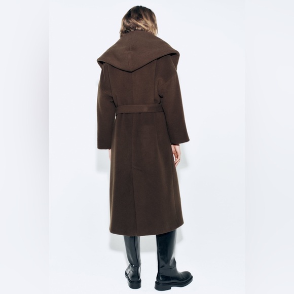 ** SOLD** Oversize, hooded, Zara, Manteco, wool coat. Belted - Picture 2 of 7